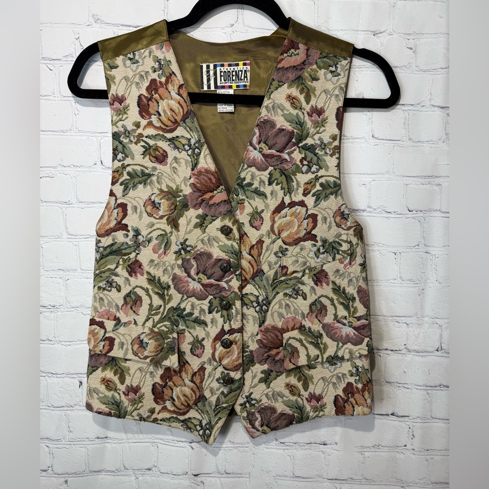Vintage FORENZA size medium floral tapestry vest